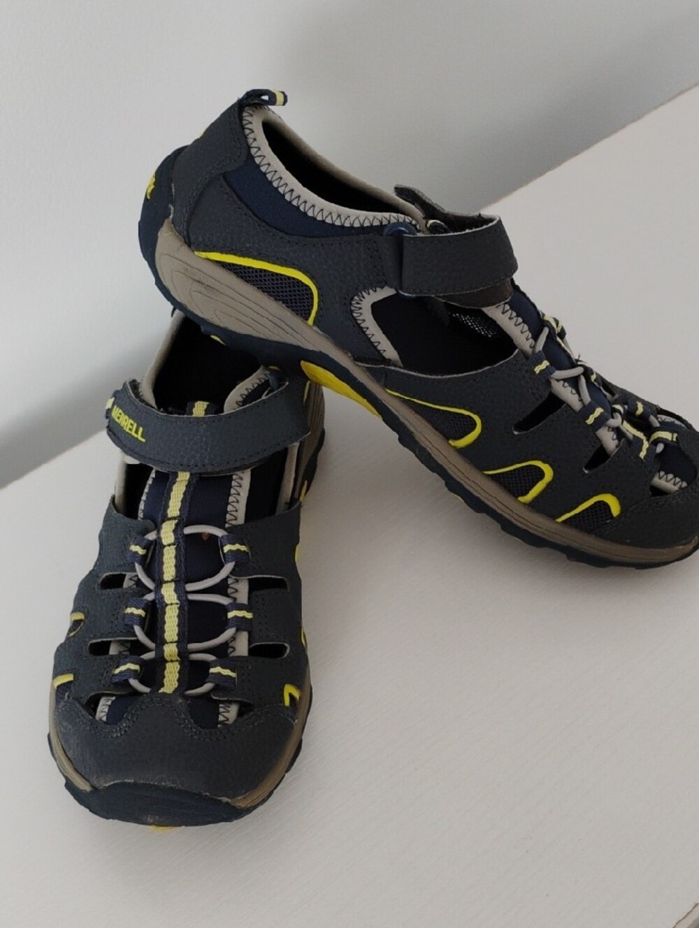 Merrell Kids Hydro H2O Hiker Sandal Size 7 Big Youth Navy Green EUC Fits Wm 8.5